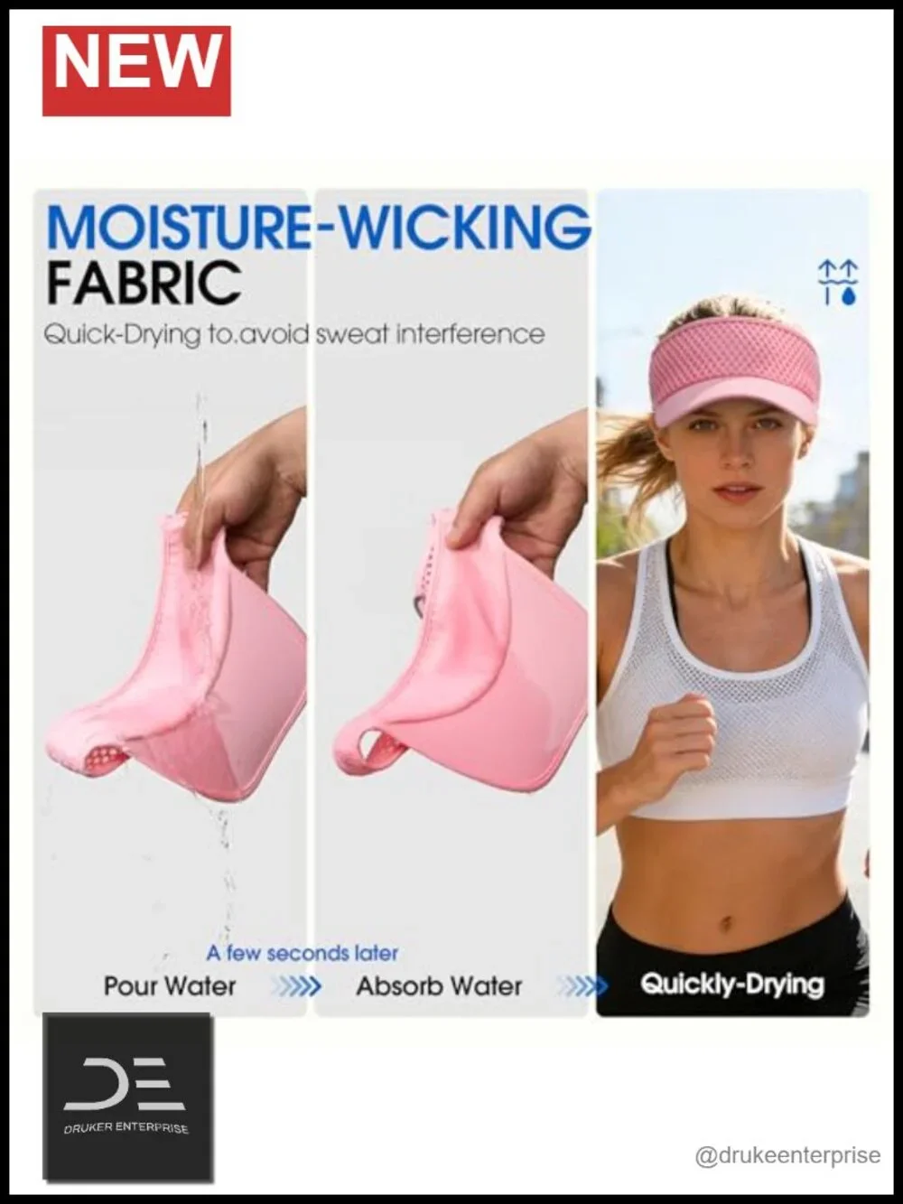 Wide Brim Sun Visor - Quick Dry Adjustable Hat for Golf Tennis Beach